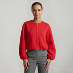 Women’s Cropped Bomber Jacket - Zip Front Soft Fit