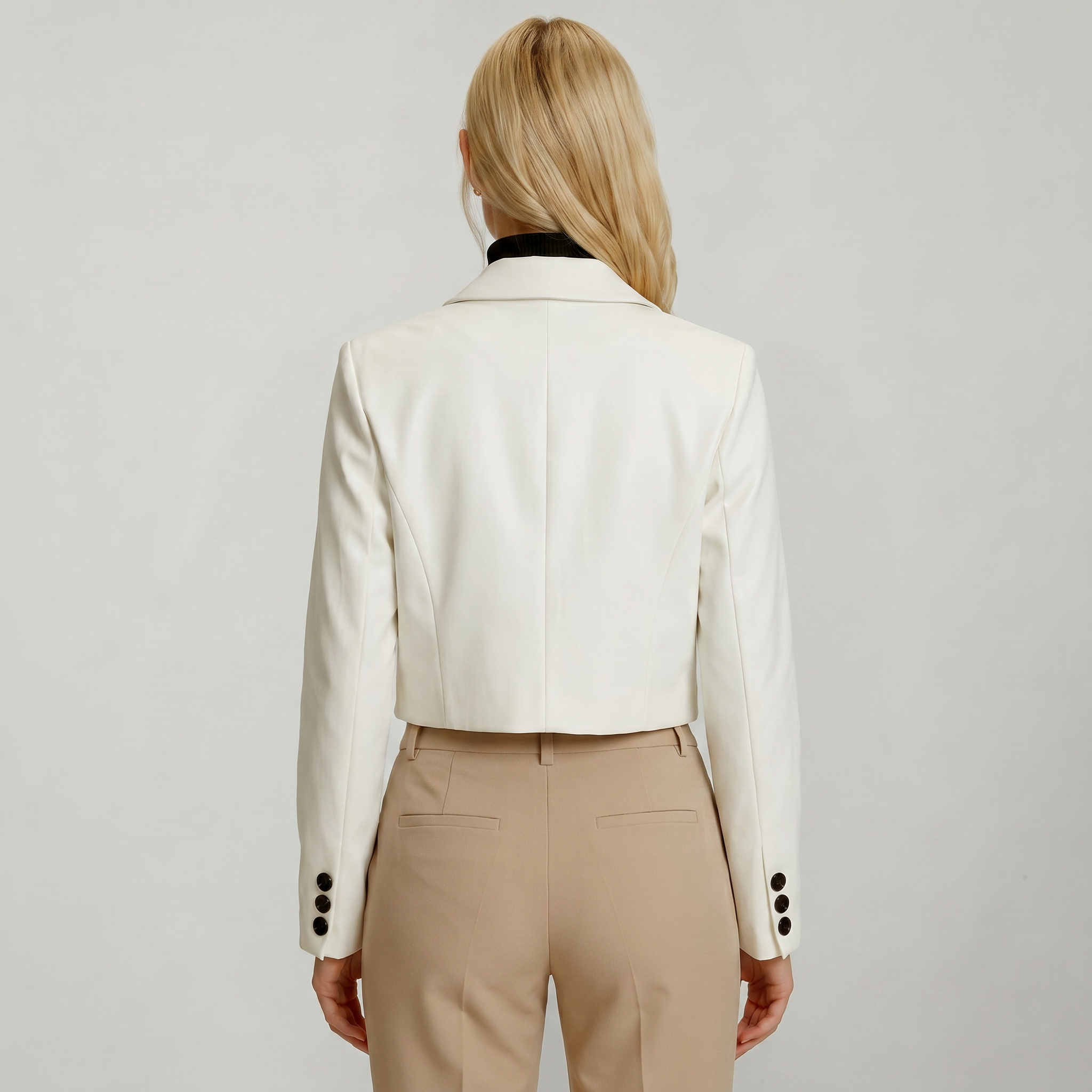 Women’s Cropped Blazer - Single Button Short Tailored Jacket