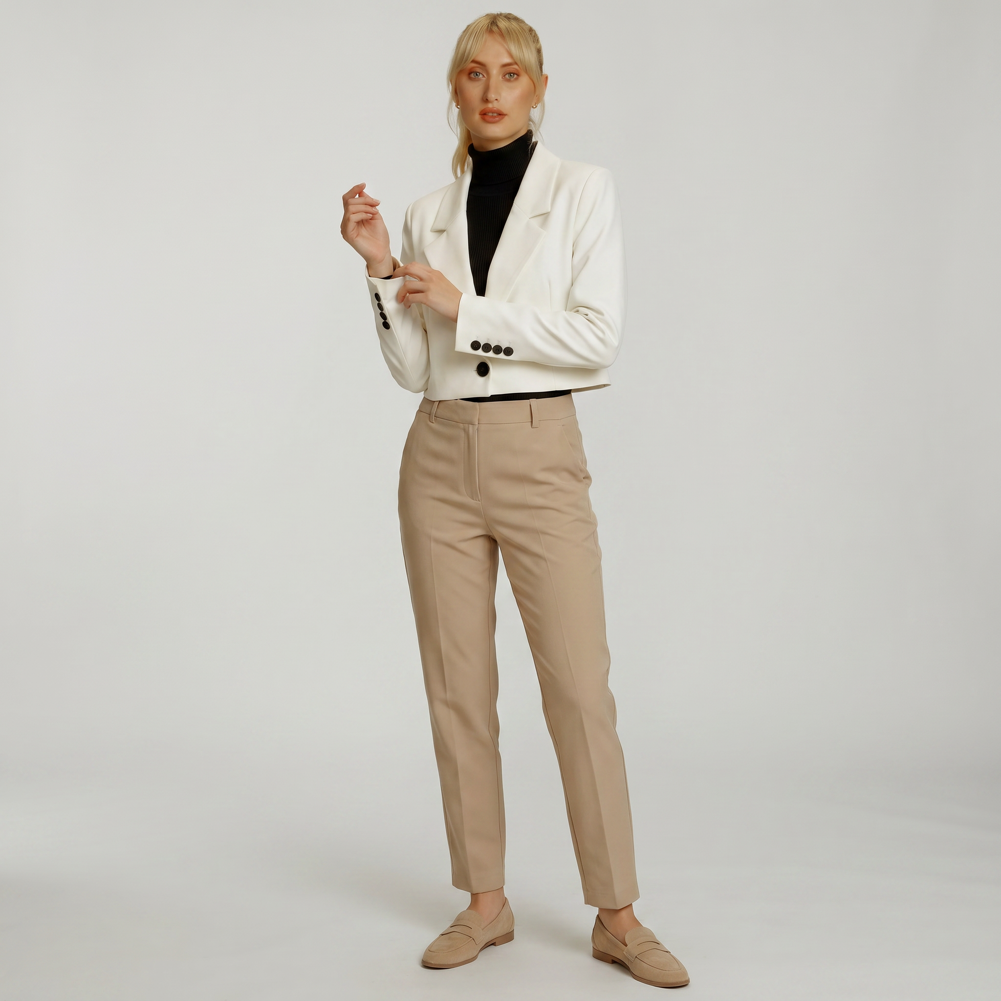Women’s Cropped Blazer - Single Button Short Tailored Jacket