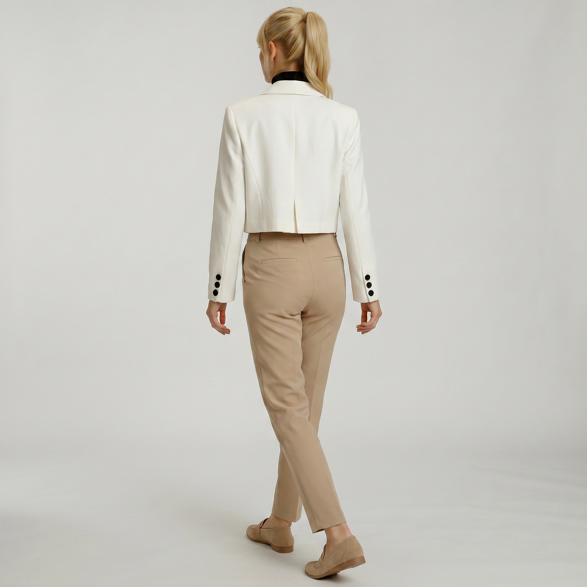 Women’s Cropped Blazer - Single Button Short Tailored Jacket