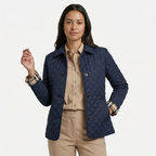 Women's Diamond Quilted Jacket  - Button Down Lightweight Padded Coat