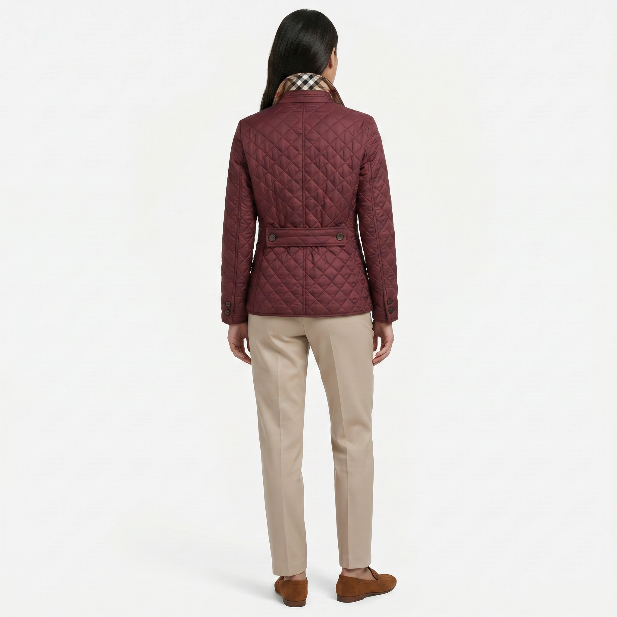 Women's Diamond Quilted Jacket  - Button Down Lightweight Padded Coat