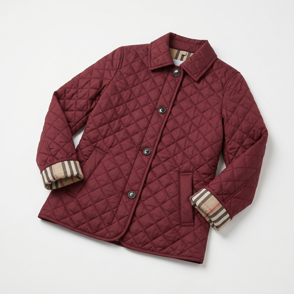Women's Diamond Quilted Jacket  - Button Down Lightweight Padded Coat