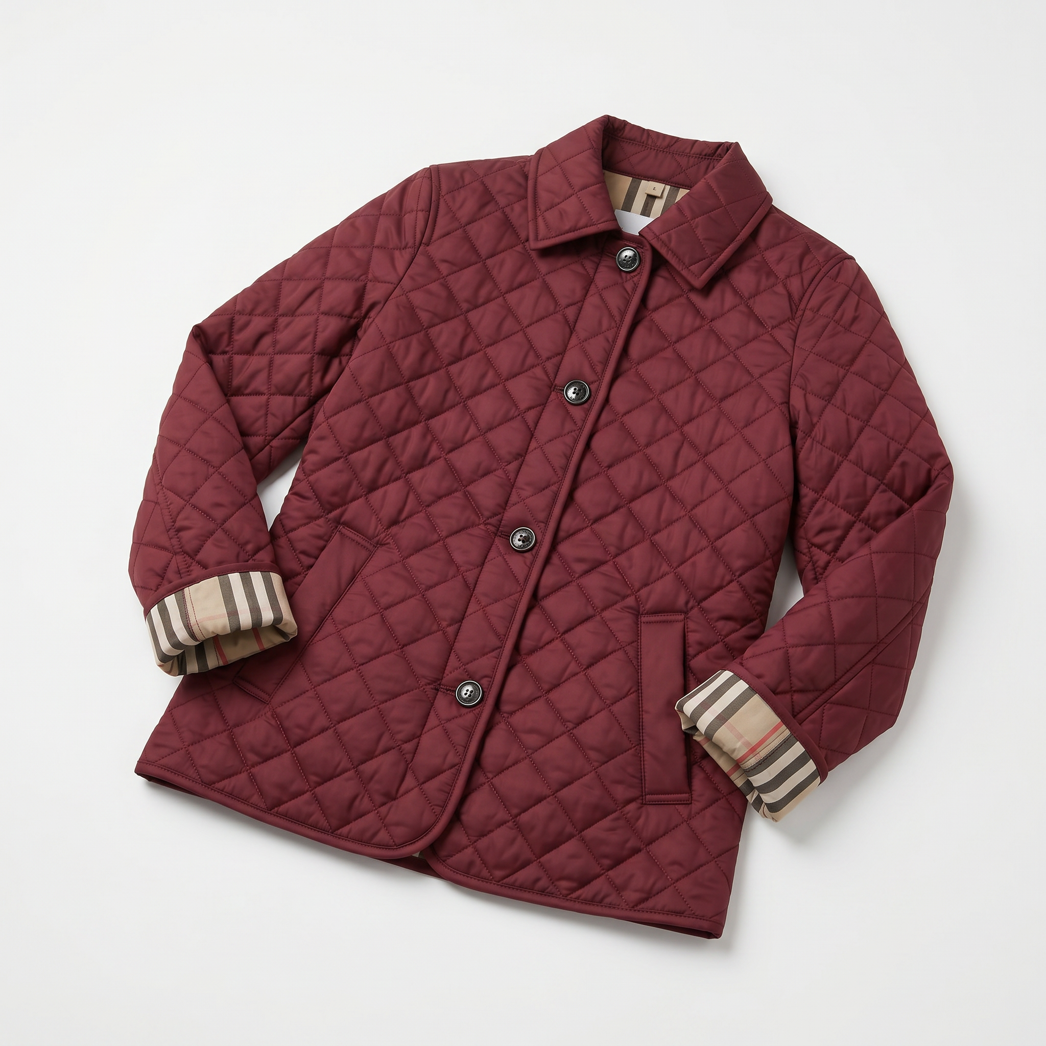 Women's Diamond Quilted Jacket  - Button Down Lightweight Padded Coat
