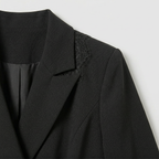 Women’s Blazer Dress - Double-Breasted Lace Hem Slim Fit