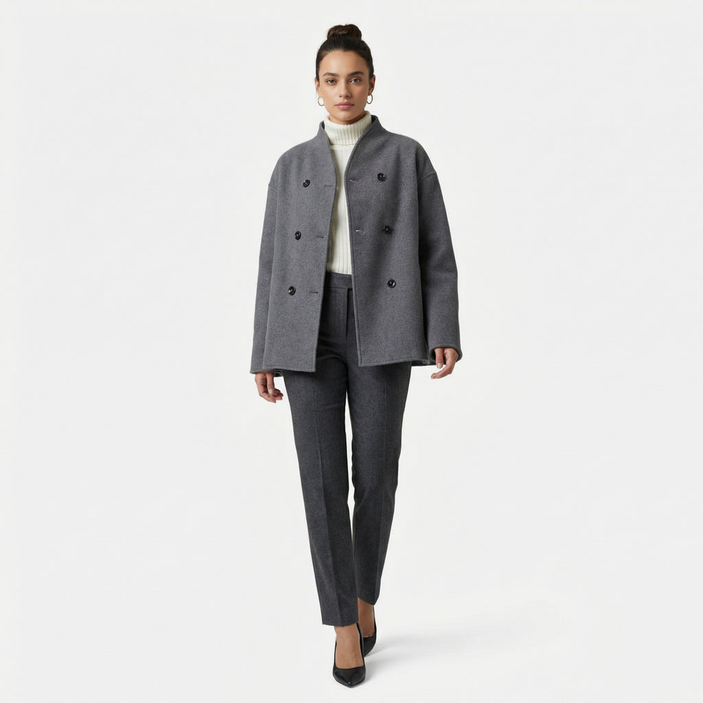 Women's - Double-Breasted Short Coat