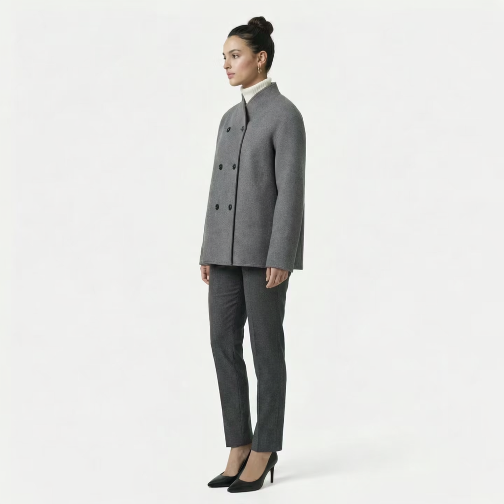 Women's - Double-Breasted Short Coat
