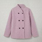 Women’s Double-Breasted Short Coat - Stand-Up Collar Loose Fit