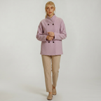 Women’s Double-Breasted Short Coat - Stand-Up Collar Loose Fit