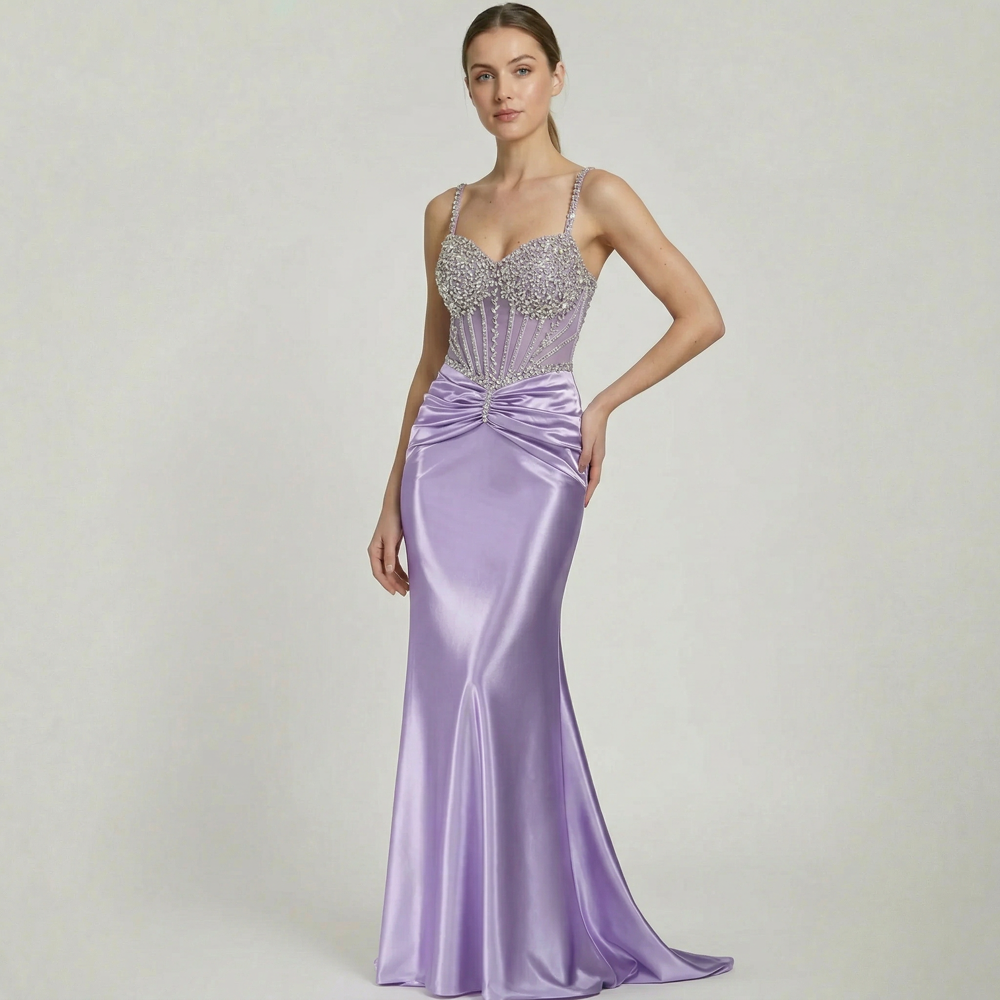 Women’s Embellished Corset Ruched Dress