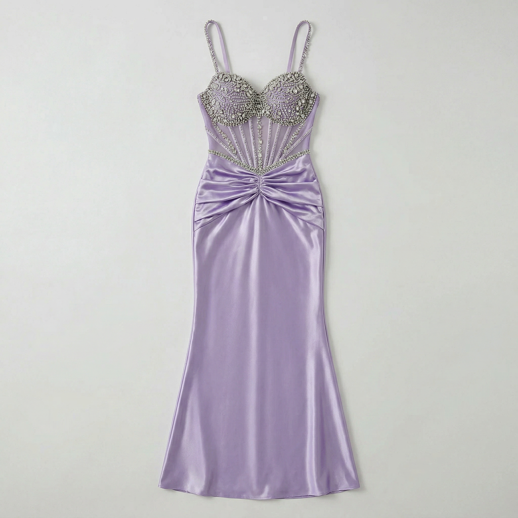 Women’s Embellished Corset Ruched Dress