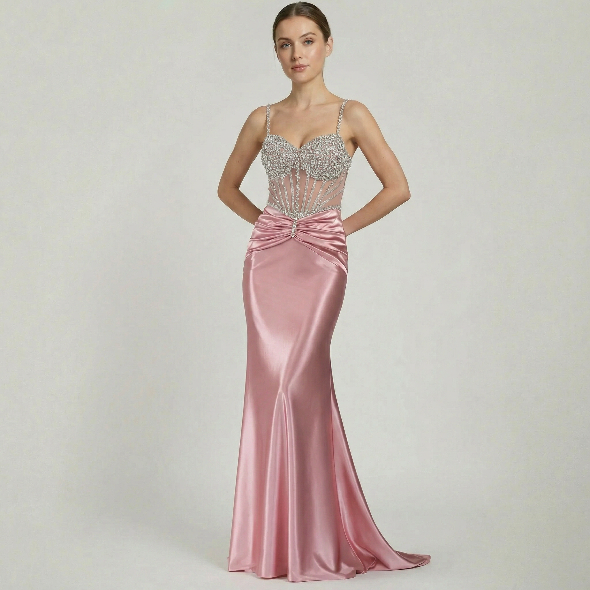 Women’s Embellished Corset Ruched Dress