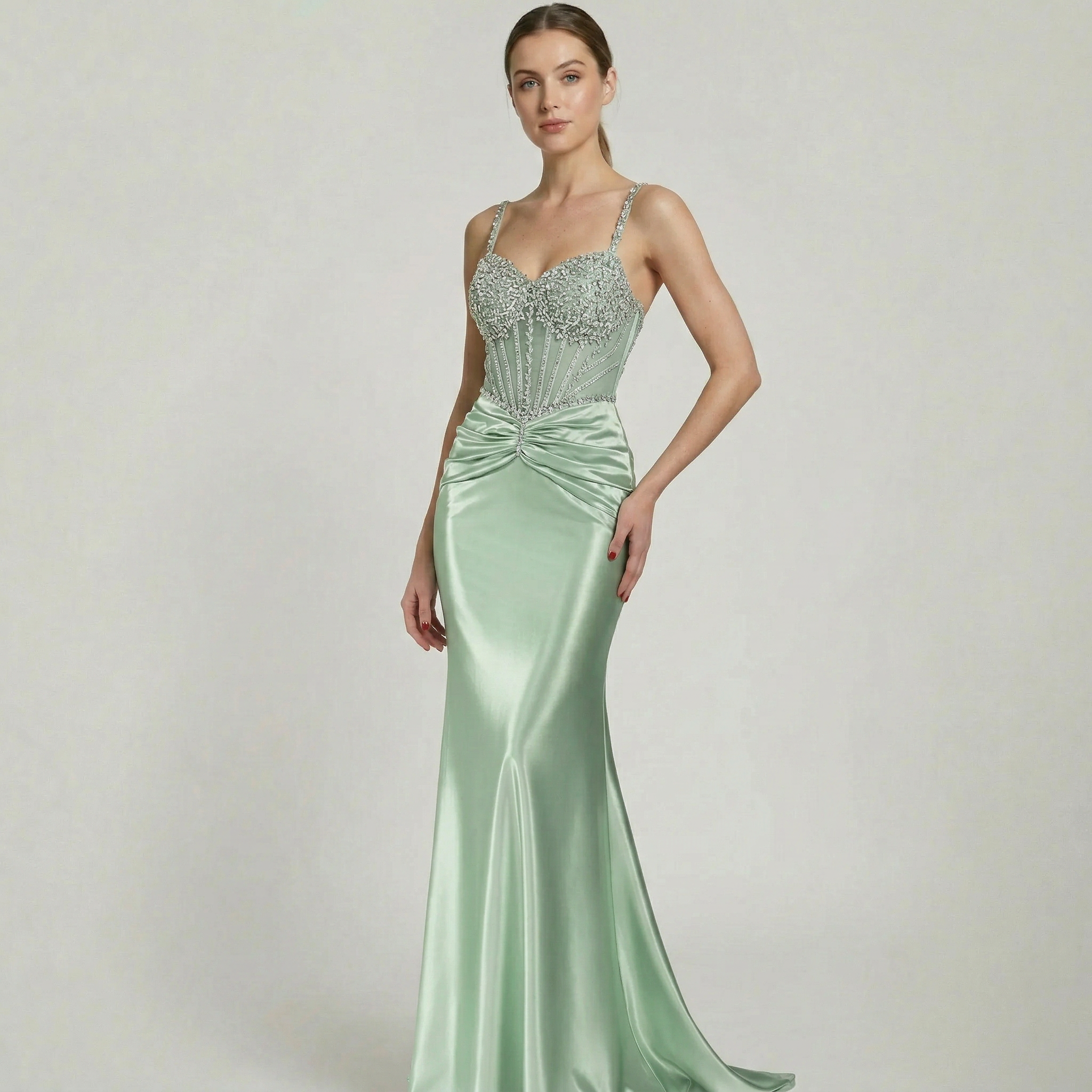 Women’s Embellished Corset Ruched Dress