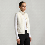 Women’s Faux Fur Vest - Button Front High Neck Fit