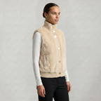 Women’s Faux Fur Vest - Button Front High Neck Fit