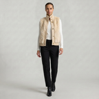 Women’s Faux Fur Vest - Button Front High Neck Fit