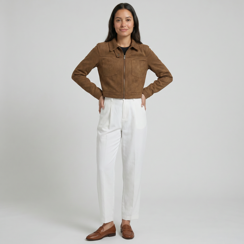 Women’s Suede Jacket - Zip Front Short Fit