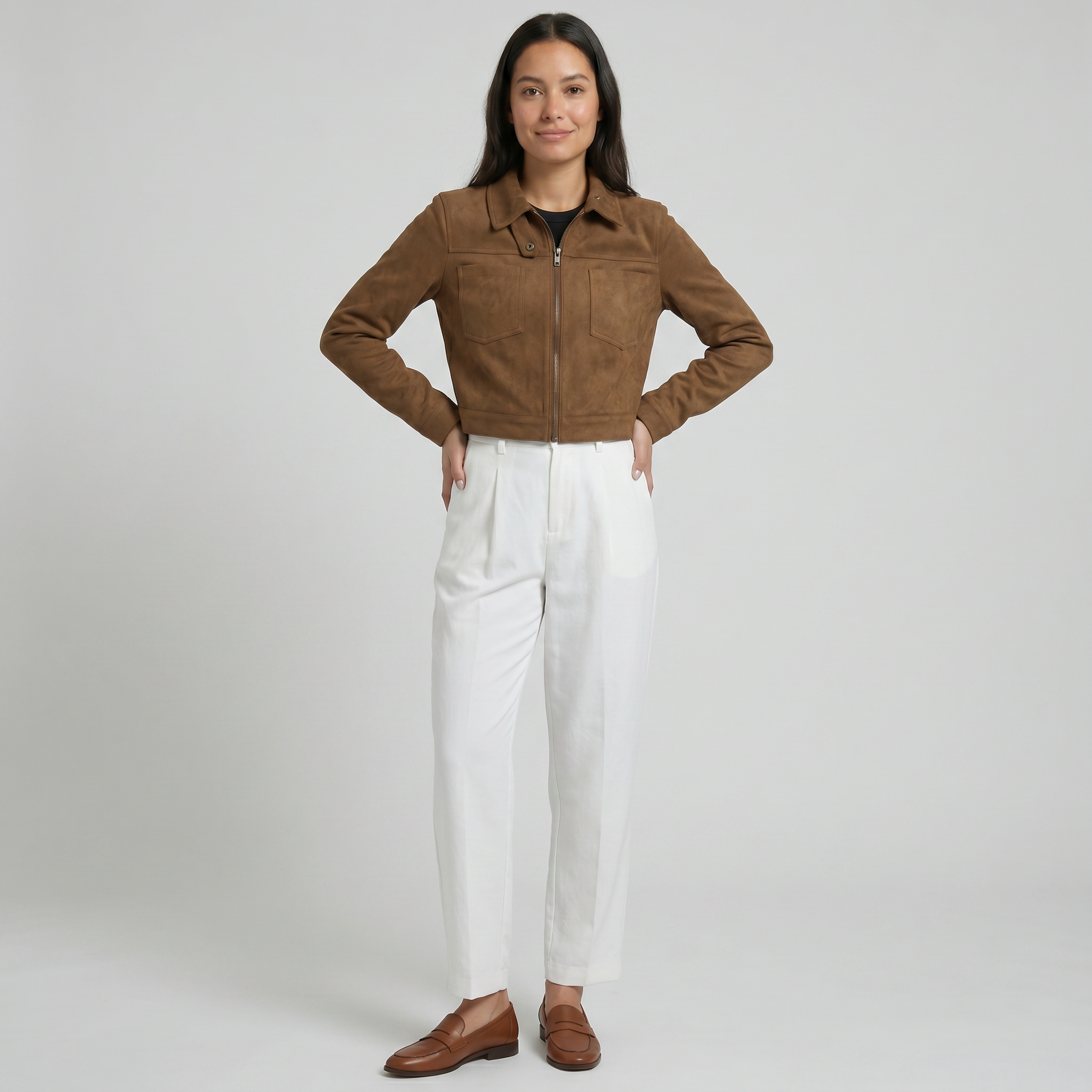 Women’s Suede Jacket - Zip Front Short Fit