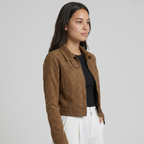 Women’s Suede Jacket - Zip Front Short Fit
