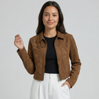 Women’s Suede Jacket - Zip Front Short Fit