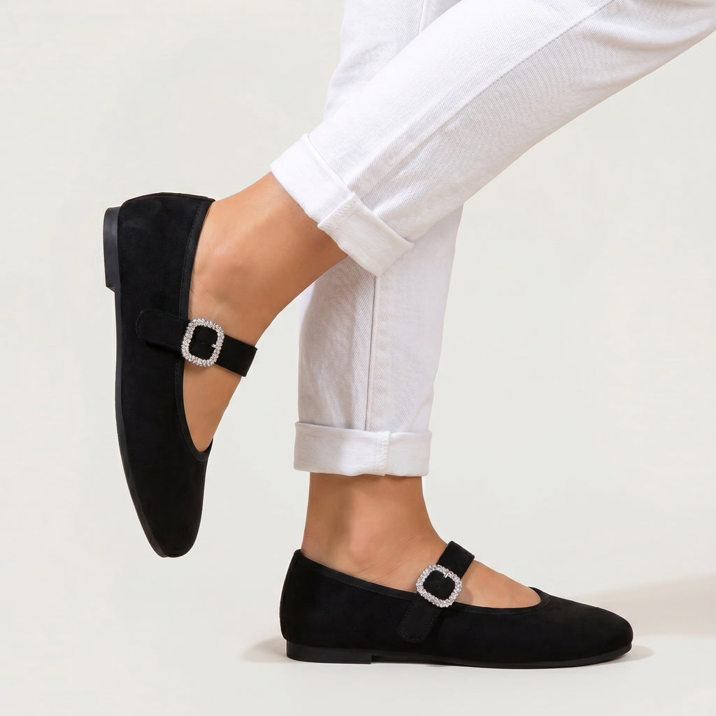 Women’s Casual Flat Shoes - Buckle Strap Comfort Fit