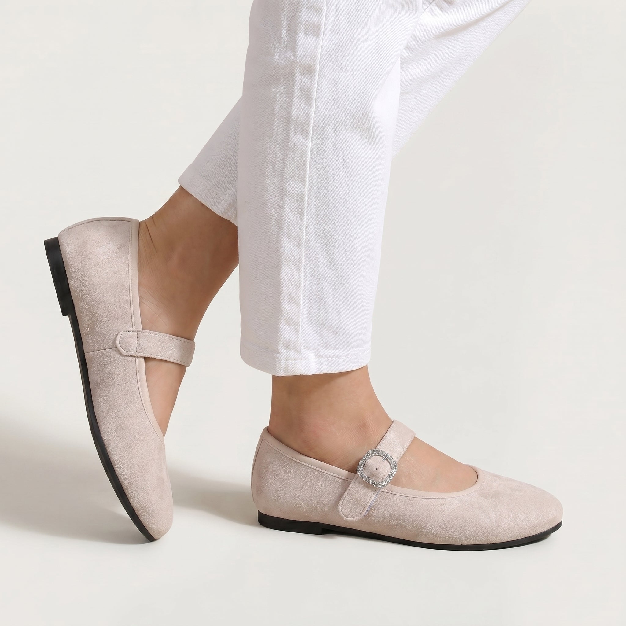 Women’s Casual Flat Shoes - Buckle Strap Comfort Fit