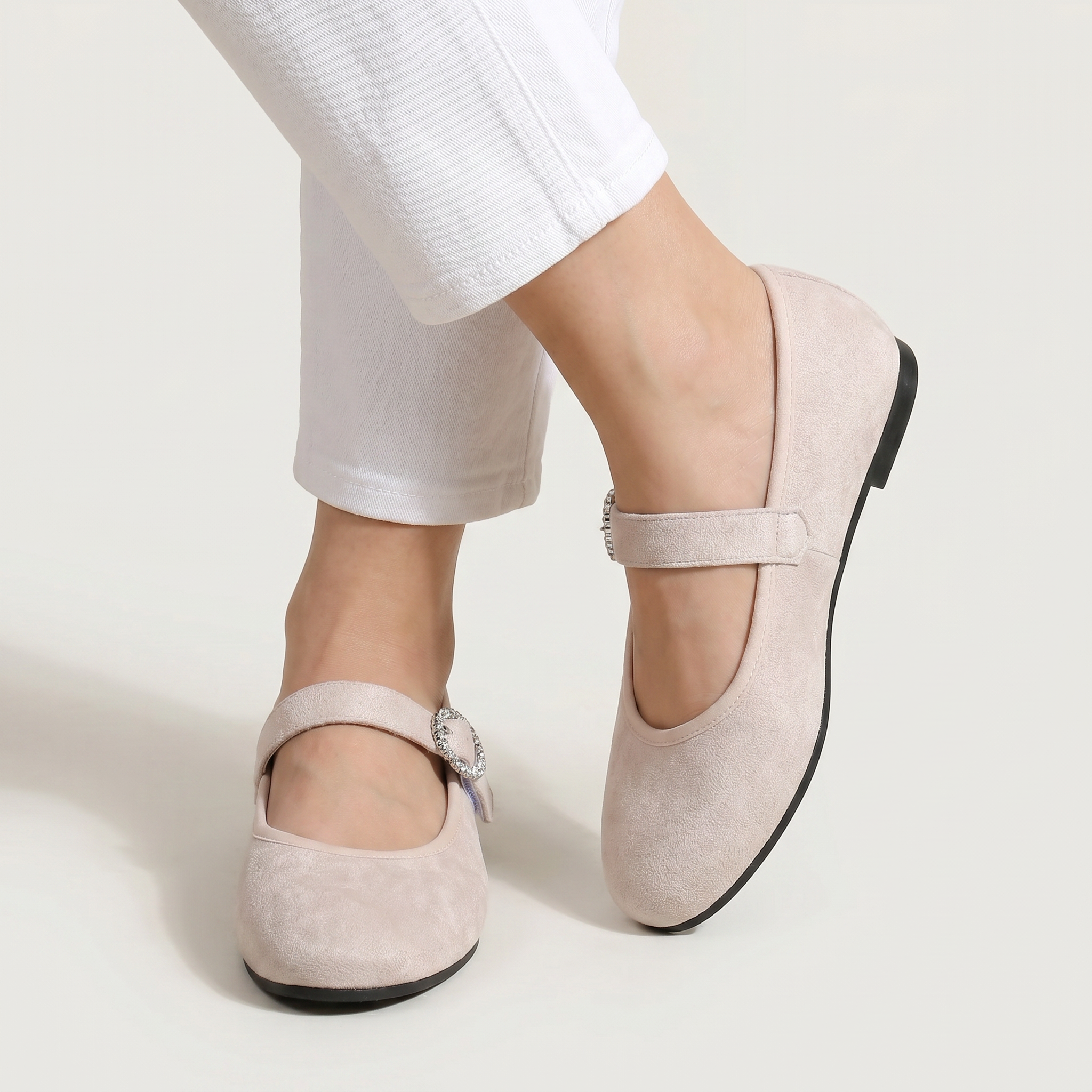 Women’s Casual Flat Shoes - Buckle Strap Comfort Fit