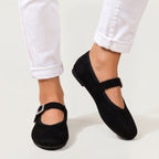 Women’s Casual Flat Shoes - Buckle Strap Comfort Fit