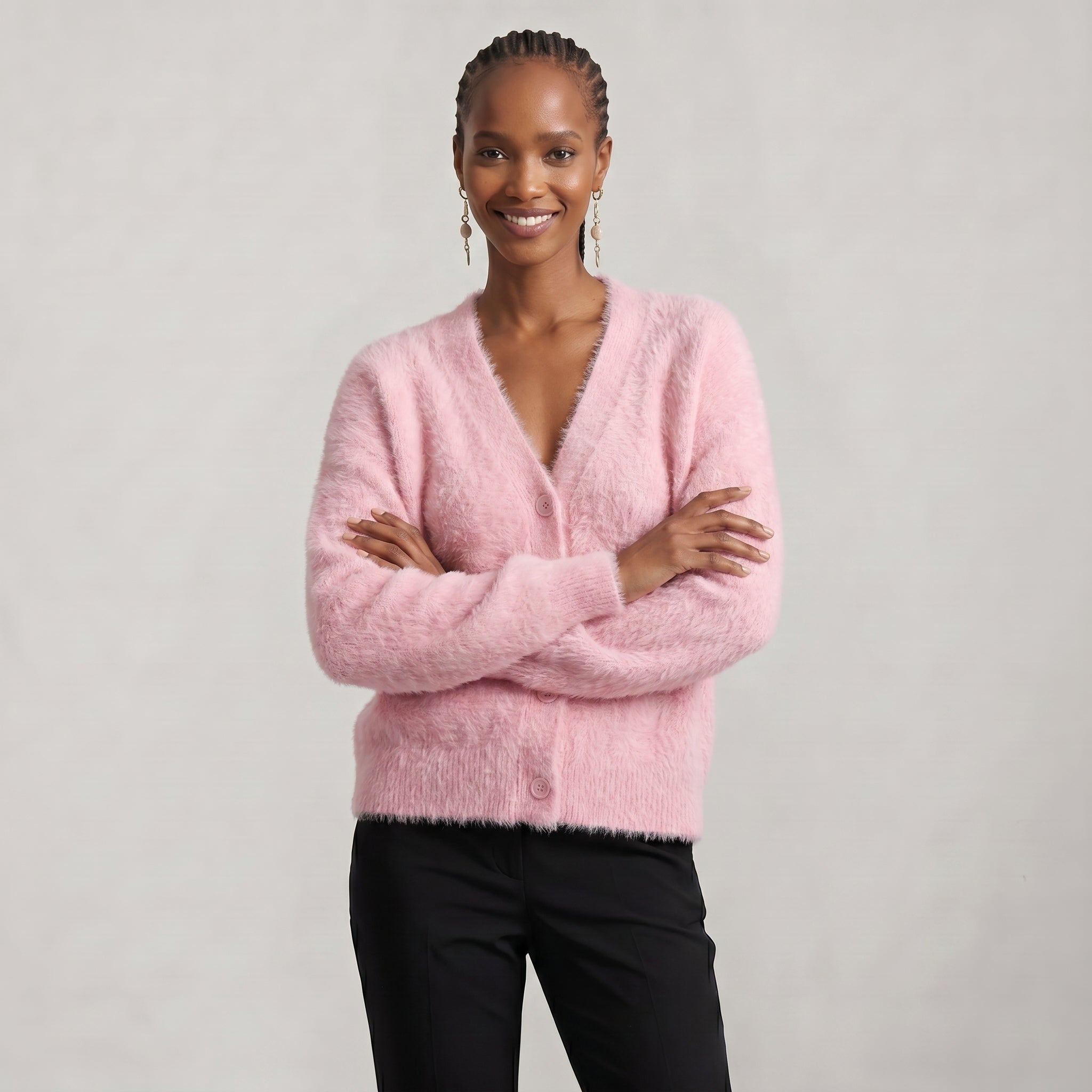 Women’s Fleece Cardigan - Soft Knit Button-Up Relaxed Fit