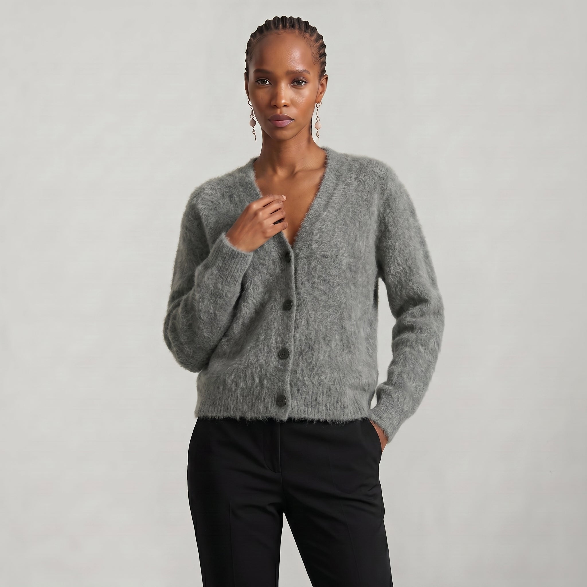Women’s Fleece Cardigan - Soft Knit Button-Up Relaxed Fit