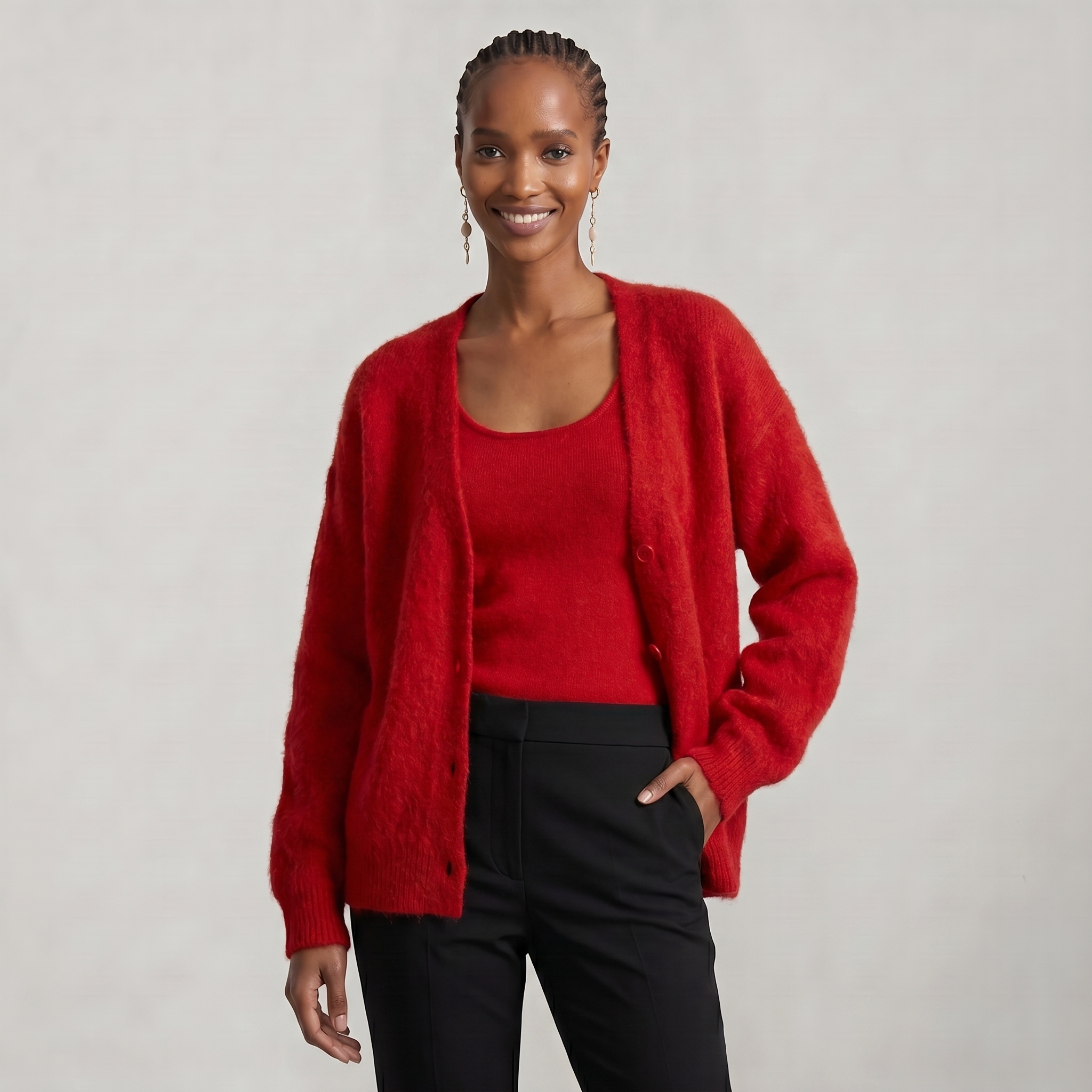 Women’s Fleece Cardigan - Soft Knit Button-Up Relaxed Fit