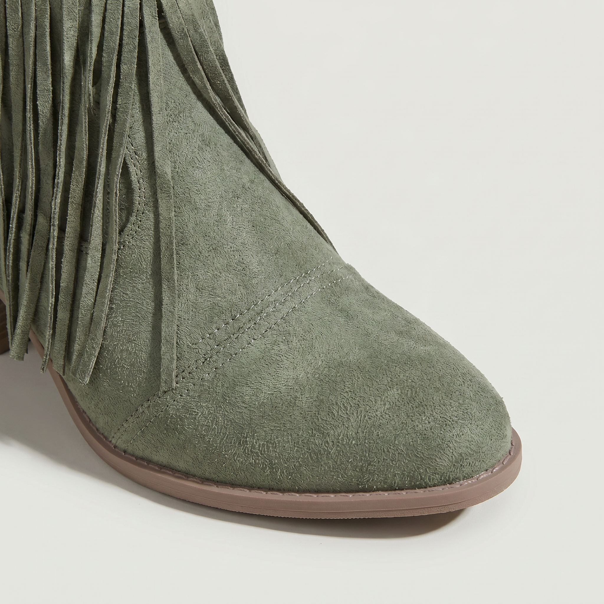 Women’s Fringe Ankle Boots - Studded Block Heel Western Fit