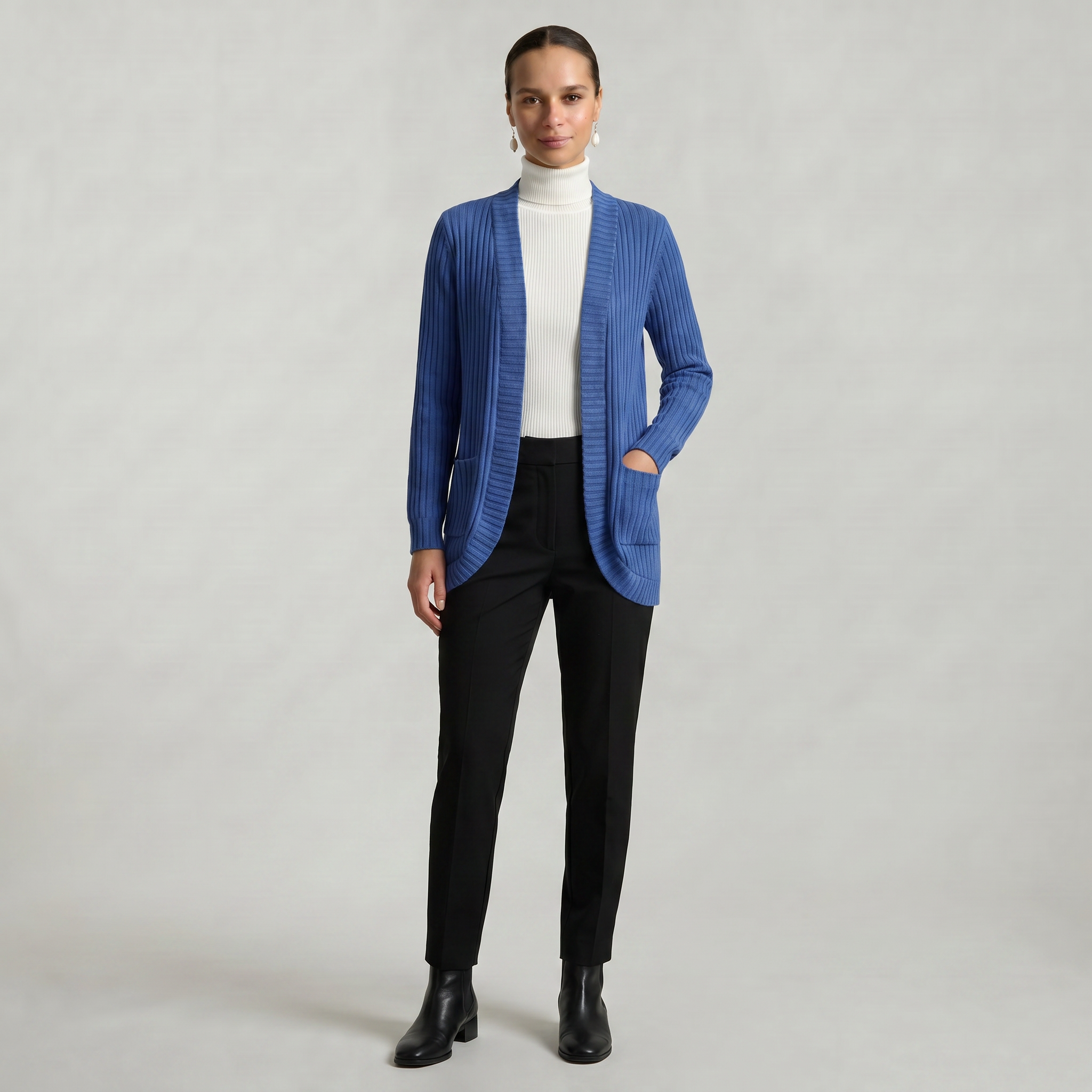 Women’s Front Open Cardigan - Long Sleeve Loose Fit