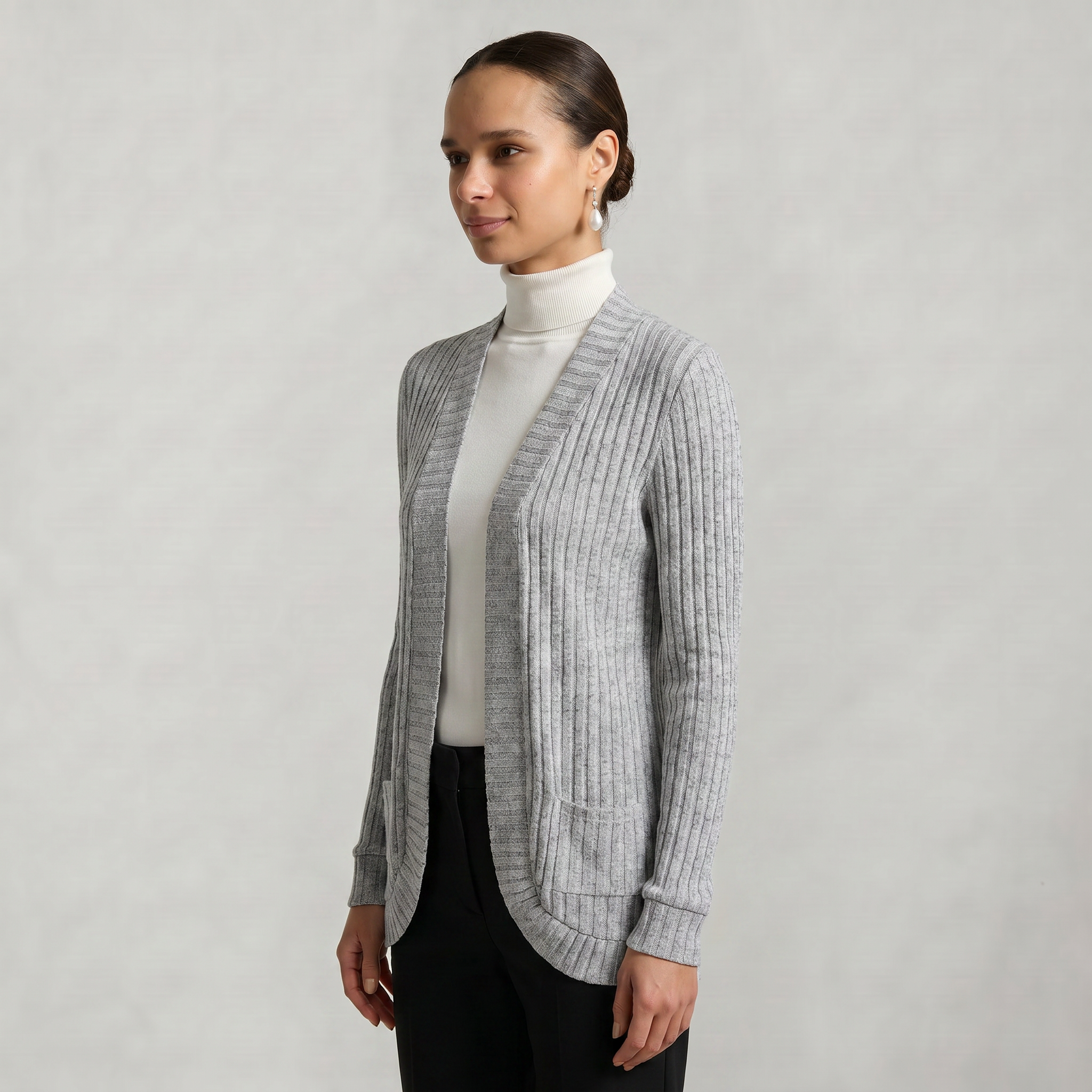 Women’s Front Open Cardigan - Long Sleeve Loose Fit