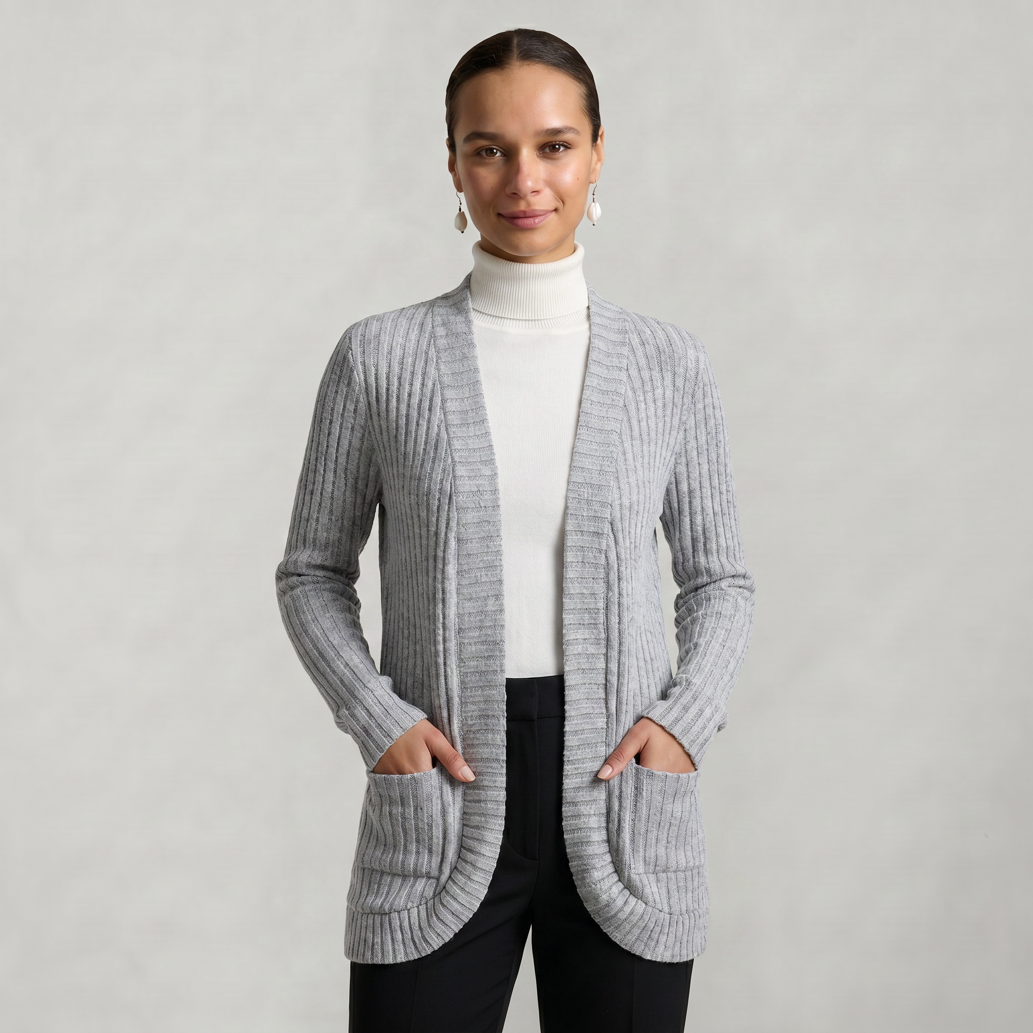 Women’s Front Open Cardigan - Long Sleeve Loose Fit