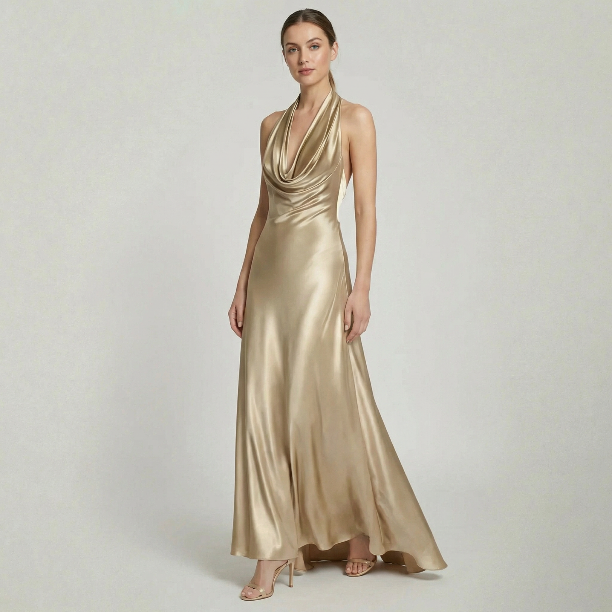 Women’s Full Length Evening Guest Satin Dress