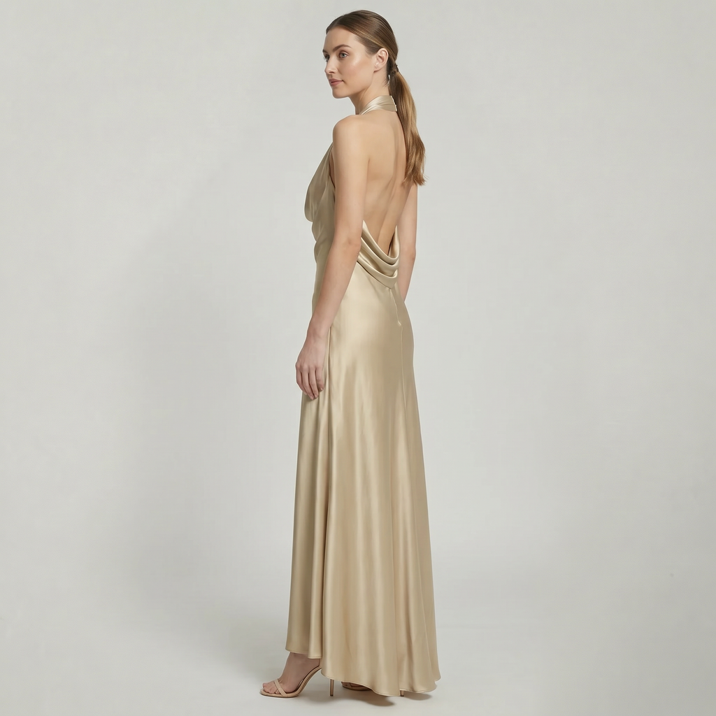 Women’s Full Length Evening Guest Satin Dress