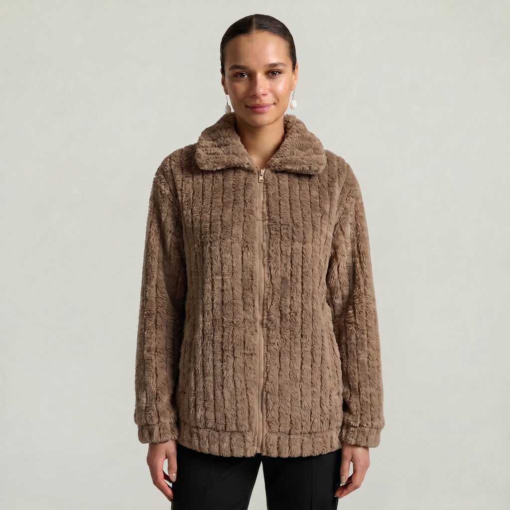 Women’s Full Zip Teddy Jacket - Long Sleeve Regular Fit