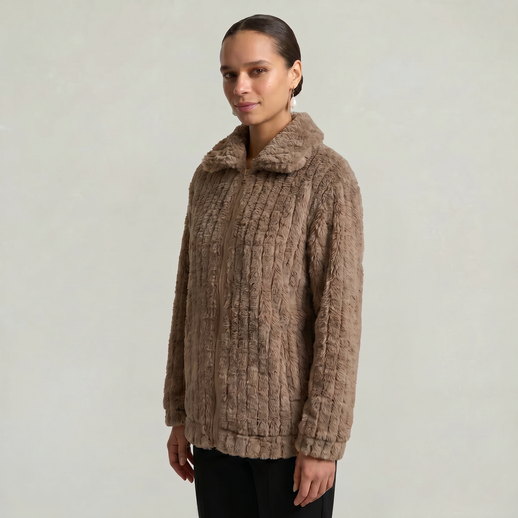 Women’s Full Zip Teddy Jacket - Long Sleeve Regular Fit
