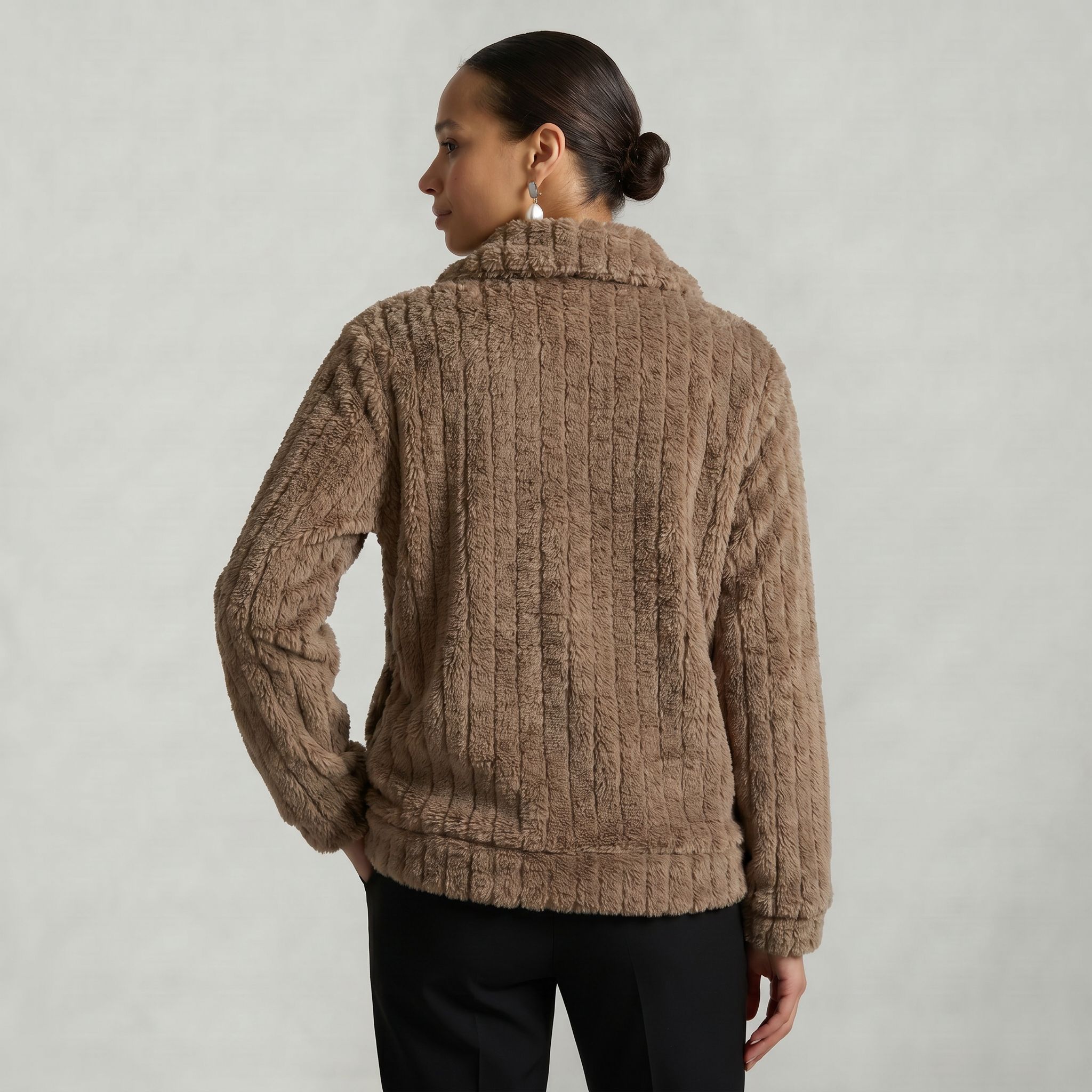 Women’s Full Zip Teddy Jacket - Long Sleeve Regular Fit