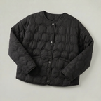 Women’s Geometric Quilted Puffer Jacket - Button-Down Long Sleeve Coat