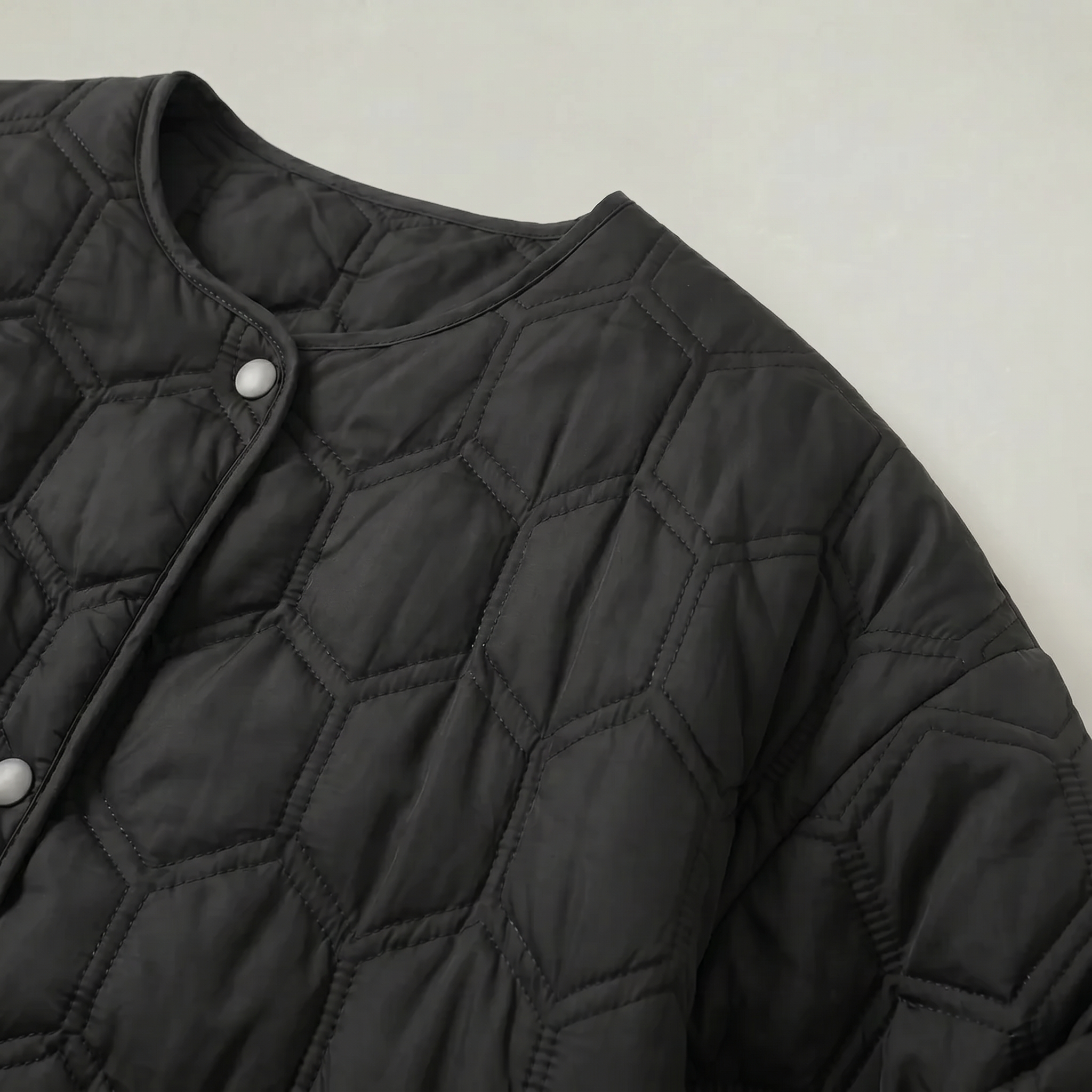 Women’s Geometric Quilted Puffer Jacket - Button-Down Long Sleeve Coat