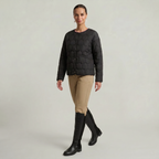 Women’s Geometric Quilted Puffer Jacket - Button-Down Long Sleeve Coat