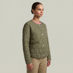 Women’s Geometric Quilted Puffer Jacket - Button-Down Long Sleeve Coat