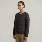 Women’s Geometric Quilted Puffer Jacket - Button-Down Long Sleeve Coat