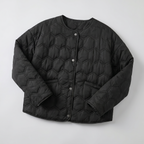 Women’s Geometric Quilted Puffer Jacket - Button-Down Long Sleeve Coat
