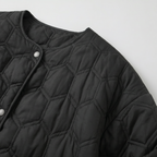 Women’s Geometric Quilted Puffer Jacket - Button-Down Long Sleeve Coat