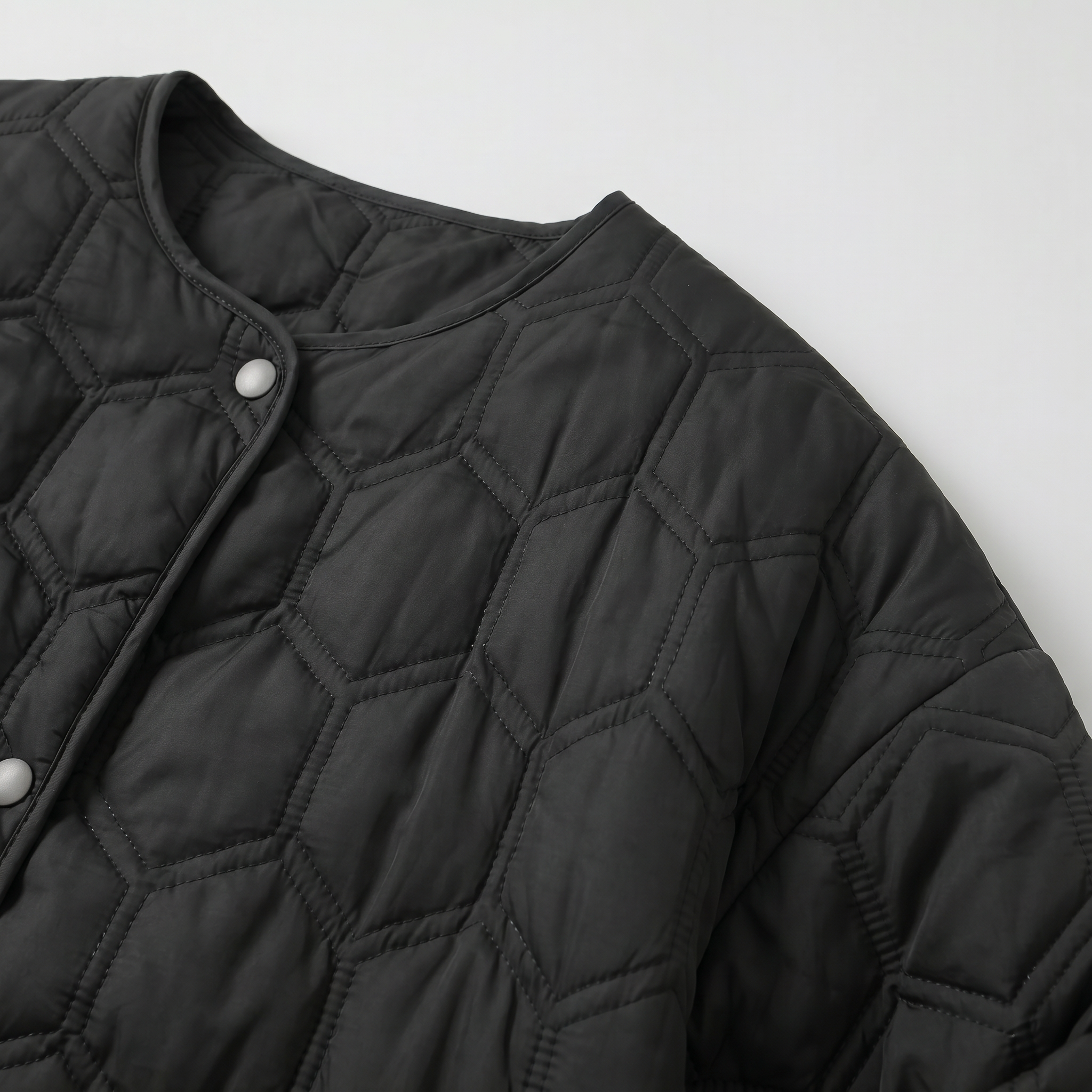 Women’s Geometric Quilted Puffer Jacket - Button-Down Long Sleeve Coat