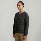 Women’s Geometric Quilted Puffer Jacket - Button-Down Long Sleeve Coat