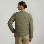 Women’s Geometric Quilted Puffer Jacket - Button-Down Long Sleeve Coat